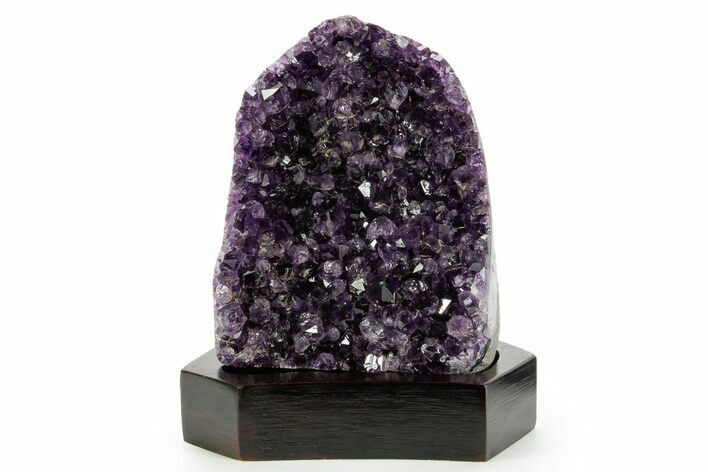 Deep Purple Amethyst Geode With Wood Base - Uruguay #364433